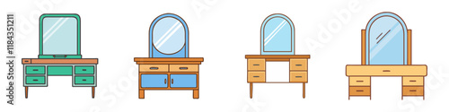 dressing table vector icon, furniture vector illustration - simple illustration of dressing table perfect for logos, and furniture- themed designs.