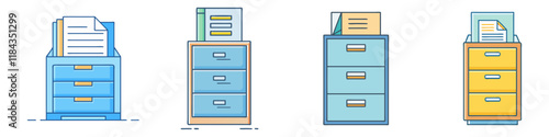 filing cabinet vector icon, furniture vector illustration - simple illustration of filing cabinet perfect for logos, and furniture- themed designs.