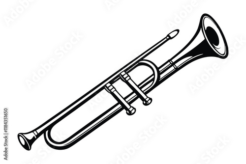 Trombone black and white illustration.eps