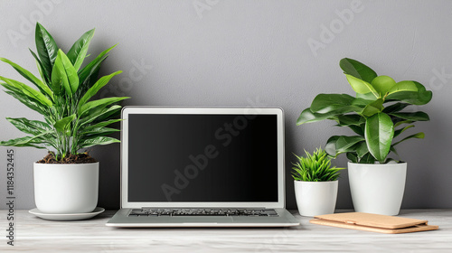 A workplace setup with motivational quotes encouraging a positive mindset Positive mindset Stock Photo with side copy space photo