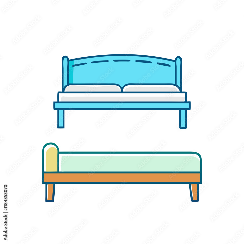 bed bench vector icon, furniture vector illustration - simple illustration of bed bench perfect for logos, and furniture-themed designs. bed bench vector icon, furniture vector illustration - simple illustration of bed bench perfect for logos, and furniture-themed designs.