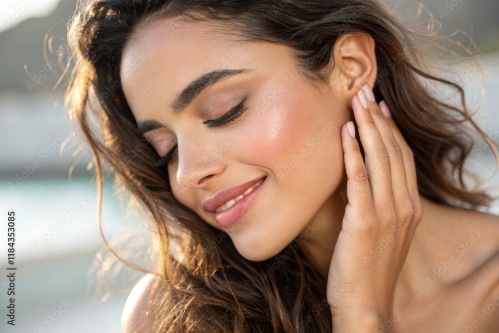 Obraz premium beauty portraits of beautiful young latina women smiling radiant skin care healthy skin advertising skincare sunscreen cosmetics