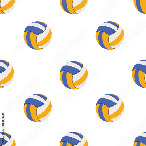 Seamless pattern with volleyballs on a white background. Great for sports-related projects, fabric prints, and promotional designs.