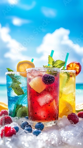 Colorful Summer Cocktails on the Beach photo