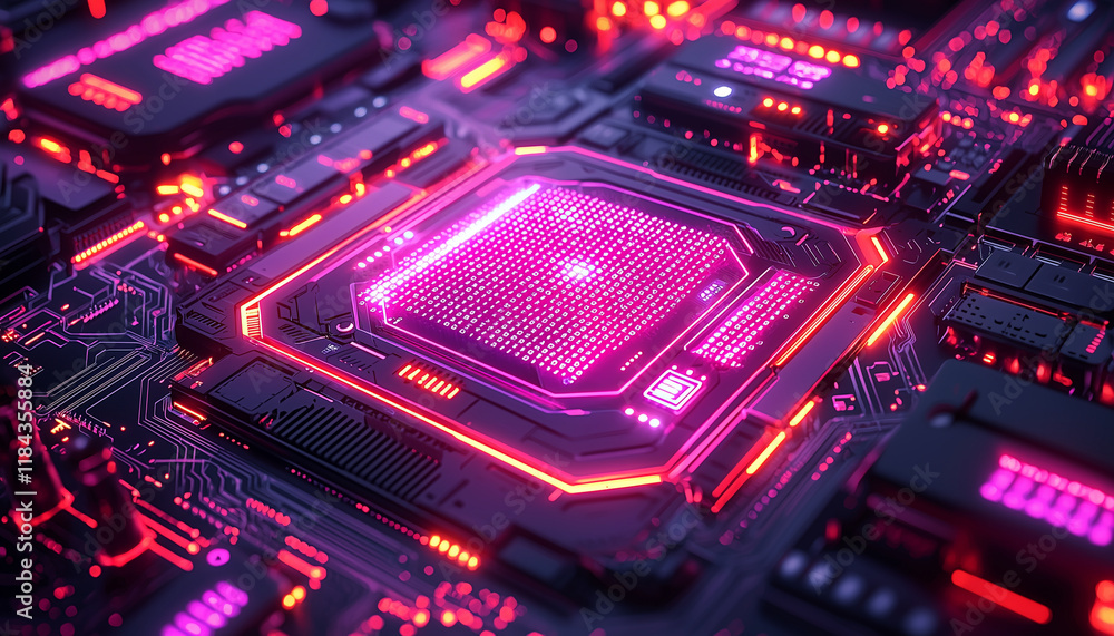 Circuit Board with Neon Lights Circuit Board with Neon Lights