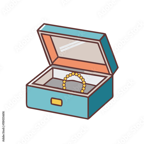 blue jewelry box with gold necklace clip art preview