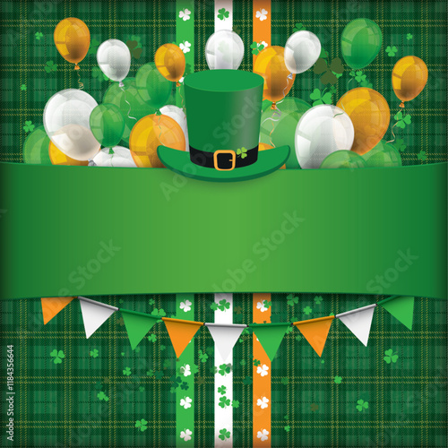 Empty St Patricks Day Shamrock Tartan Cover Balloons Garlands