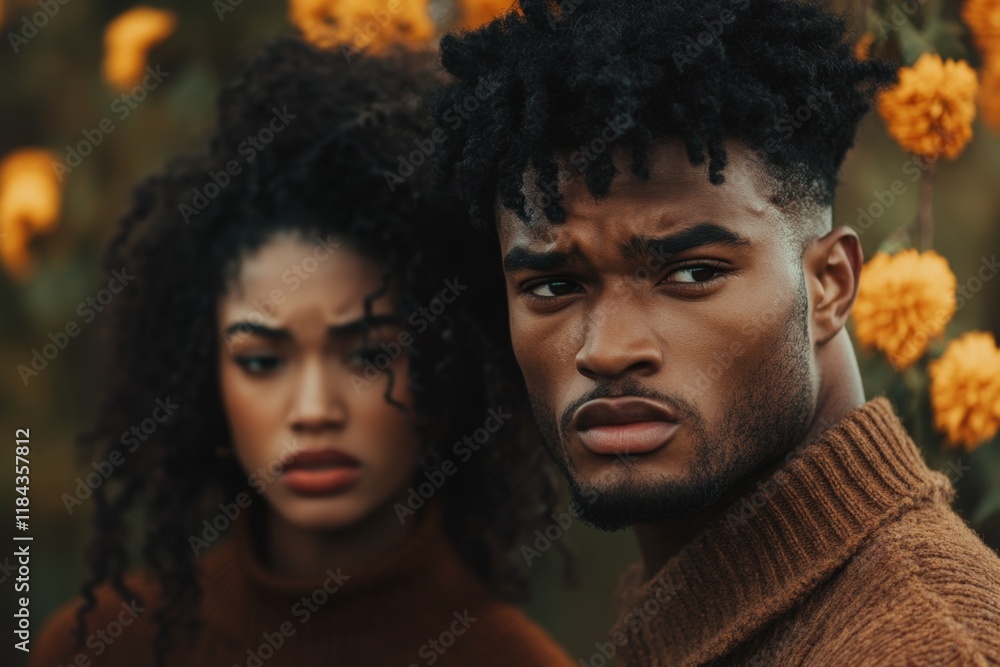 A couple having an argument at home, with one person walking away while the other looks upset A couple having an argument at home, with one person walking away while the other looks upset