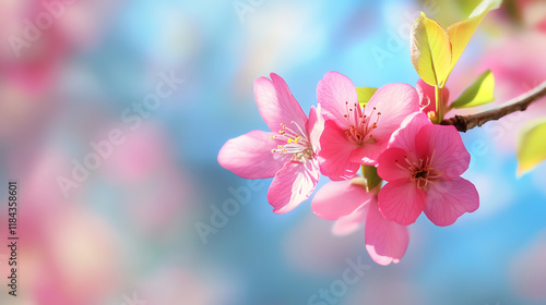 Cherry blossom branch in spring light. Ideal for natural beauty and seasonal wellness.