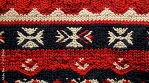 White, red and black snow knitting pattern, Christmas
