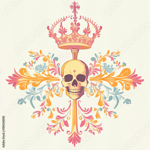 Cross and Crown Christianity illustration isolated on white background photo