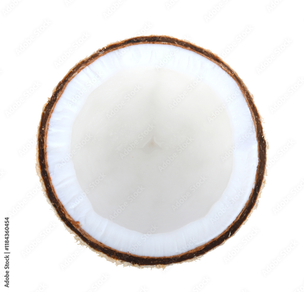 Half of coconut on transparent png top view Half of coconut on transparent png top view