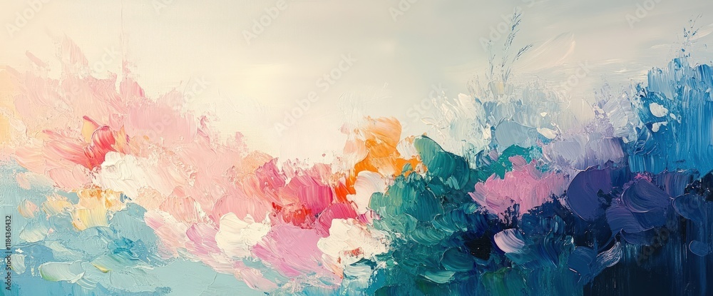 Fototapeta premium Abstract colorful painting, vibrant hues, textured strokes, dynamic composition, expressive art.