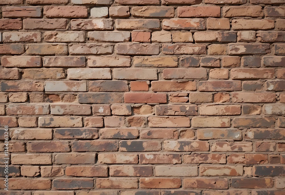 A textured brick wall showing various shades of brown A textured brick wall showing various shades of brown