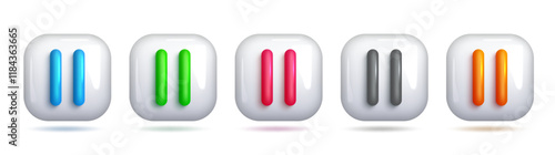 Colorful 3D Pause Symbol for Video and Audio