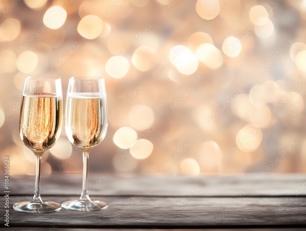 two glasses of champagne on the table two glasses of champagne on the table