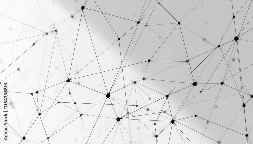 Fototapeta premium Abstract geometric network with interconnected lines and nodes on white background