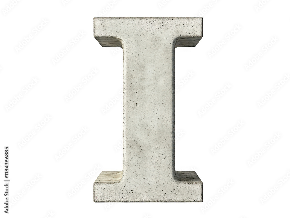 The concrete letter 'i' standing tall against minimalist background, ideal for design and architecture projects. The concrete letter 'i' standing tall against minimalist background, ideal for design and architecture projects.