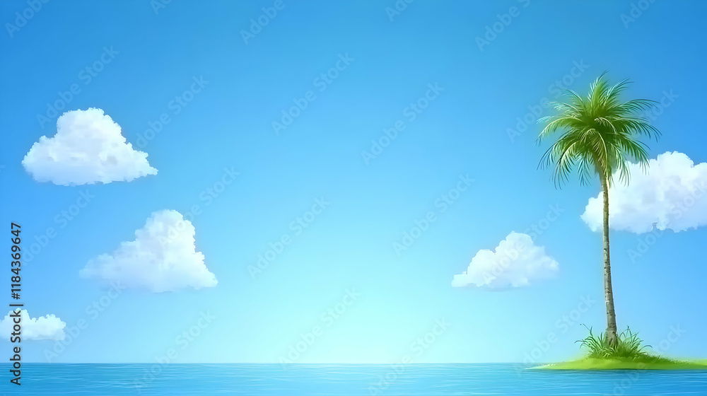 Fototapeta premium Tropical Island Illustration