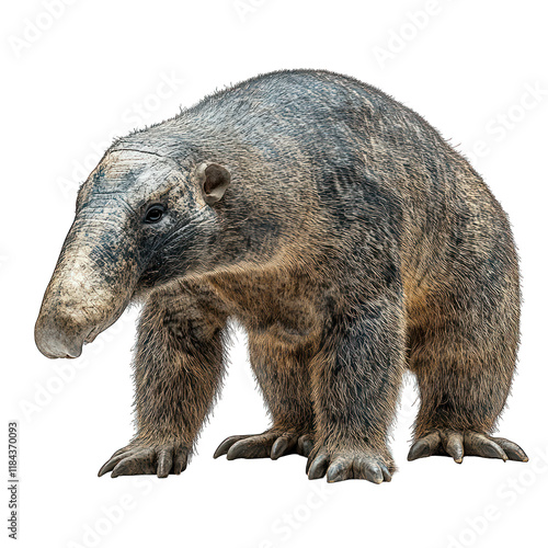 A realistic illustration of a prehistoric giant ground sloth. photo