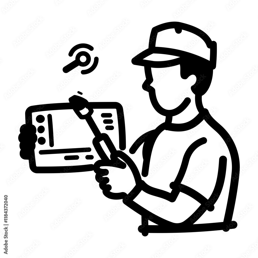 A hand drawn icon of an electrician A hand drawn icon of an electrician