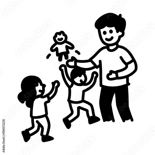 Fatherhood icon in hand drawn style