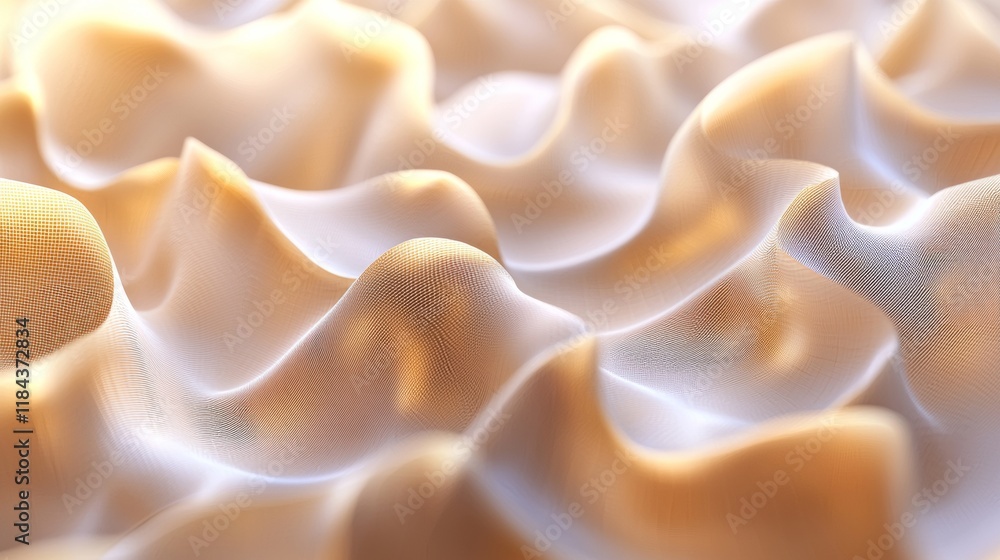 Soft, flowing fabric waves in warm tones create a serene and elegant atmosphere Soft, flowing fabric waves in warm tones create a serene and elegant atmosphere