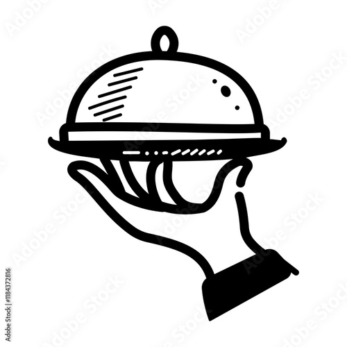 Cloche icon in hand drawn style