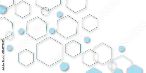 Abstract technology color circle hexagon 3d effect out line pattern with shadow seamless texture background. Use for book, poster, flyer, website vector illustration.