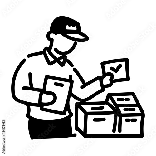 Order confirmation icon in hand drawn style