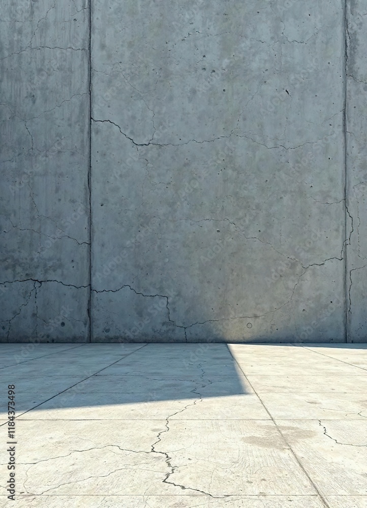 Fototapeta premium Bare concrete ground with subtle grays and shadows, gray concrete slab, natural light, simplicity