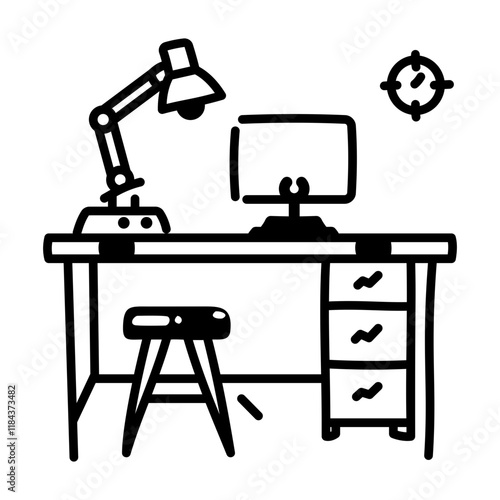A hand drawn icon of a working desk