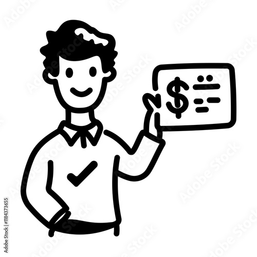 Accountant icon in hand drawn style