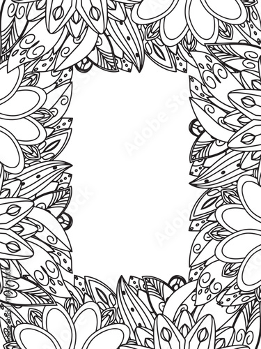 Wallpaper Mural All these designs are hand-drawn and unique 
Beautiful Flowers Border black and white illustration for adult coloring book,
This is a printable Beautiful Zentangle Coloring page for KDP Interior, Torontodigital.ca