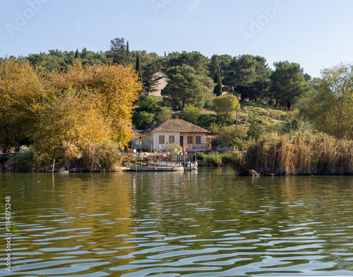 Quiet village life in the low tourist season on an island on Lake Pamvotida in Ioannina, Greece
 photo