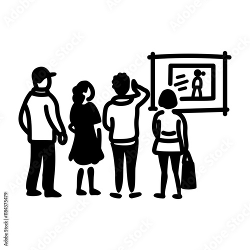Art gallery icon in hand drawn style