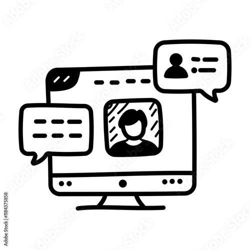 Sketchy style icon of online training