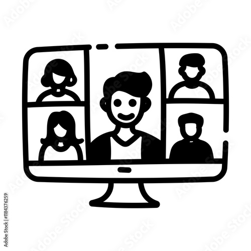 Doodle style icon of teleconference