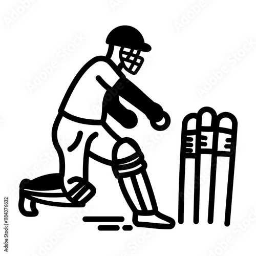 Wicket keeper icon in hand drawn style