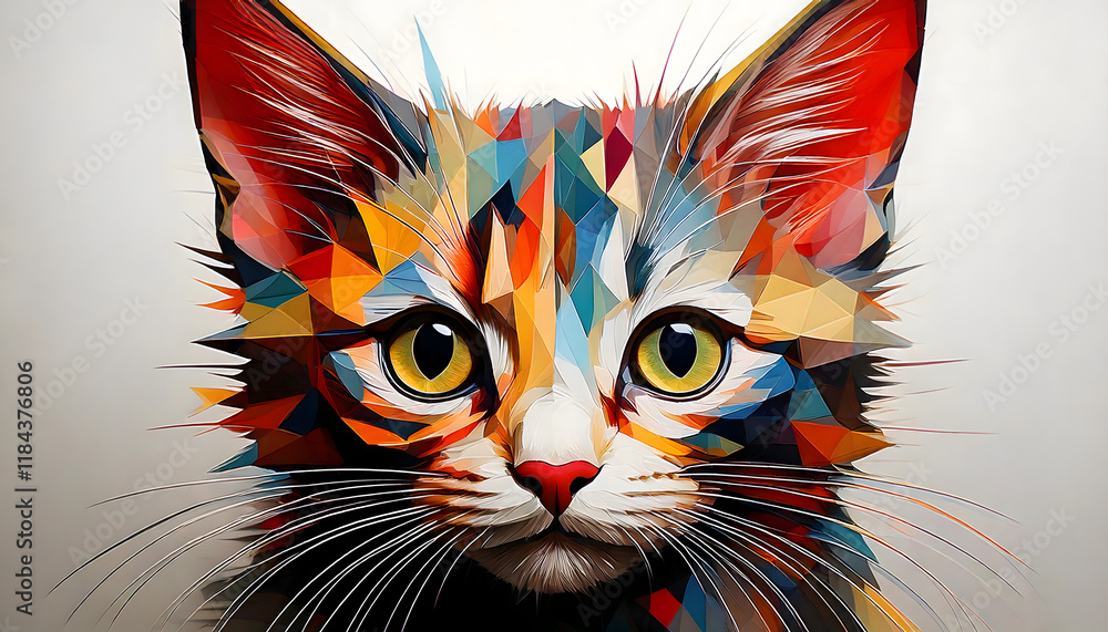 Fototapeta Cubist Kitten Geometric Elegance and Playful Charm