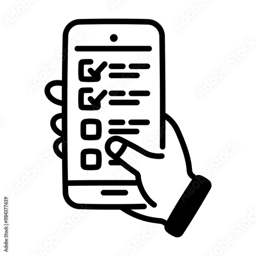Online items list icon in hand drawn style