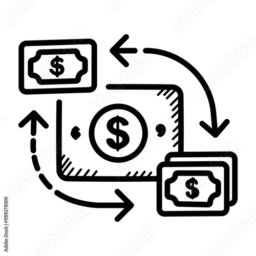 Roi icon in hand drawn style