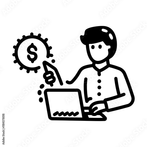 A hand drawn icon of a financier