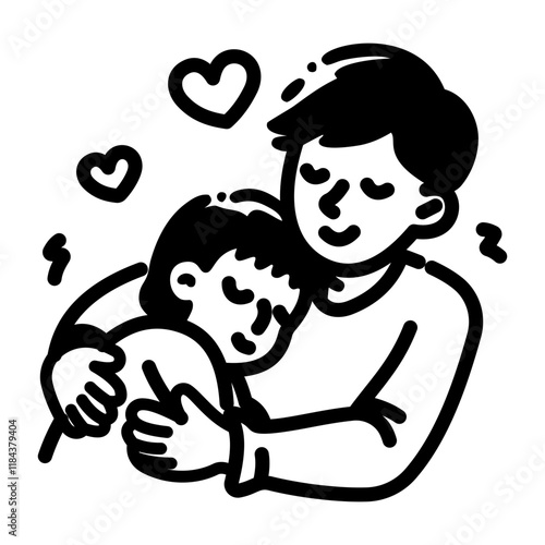 Fatherhood icon in hand drawn style