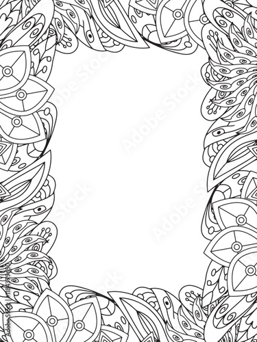 All these designs are hand-drawn and unique 
Beautiful Flowers Border black and white illustration for adult coloring book,
This is a printable Beautiful Zentangle Coloring page for KDP Interior,