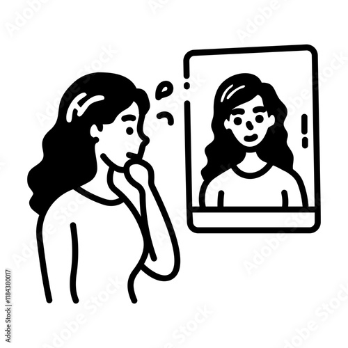 Hand drawn style icon of self reflection