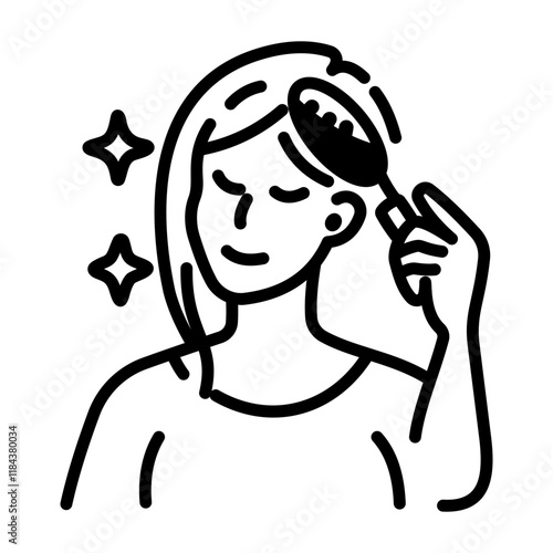Woman applying hair dye, doodle icon