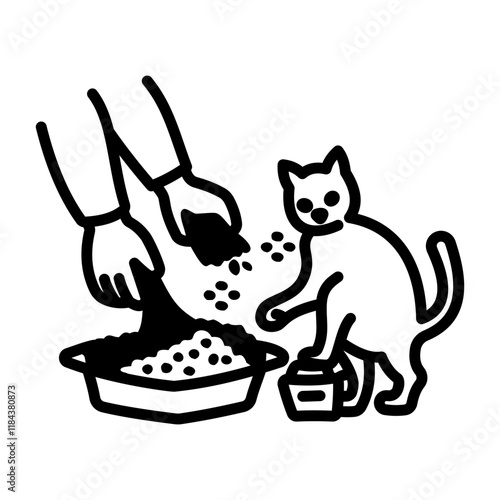 A hand drawn icon of cat litter
