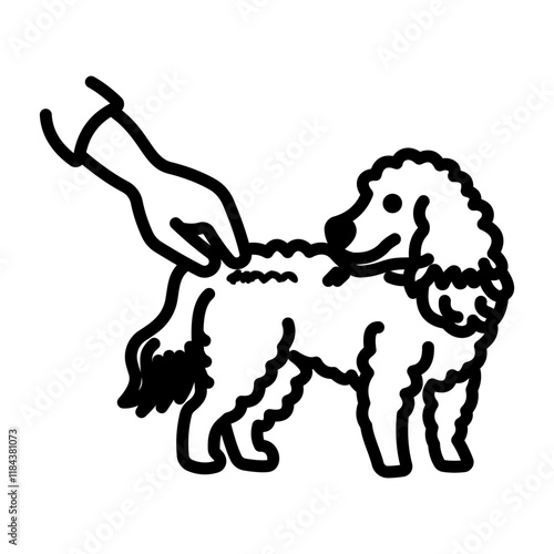 A hand drawn icon of petting dog