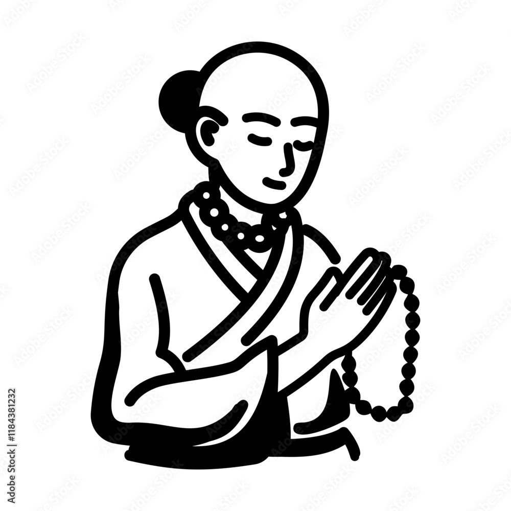 A doodle style icon of buddhist chanting A doodle style icon of buddhist chanting